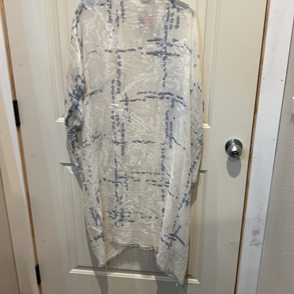 Randi & Will, 100% cotton, cover open kaftan blue / white with shimmer OS - Picture 6 of 8